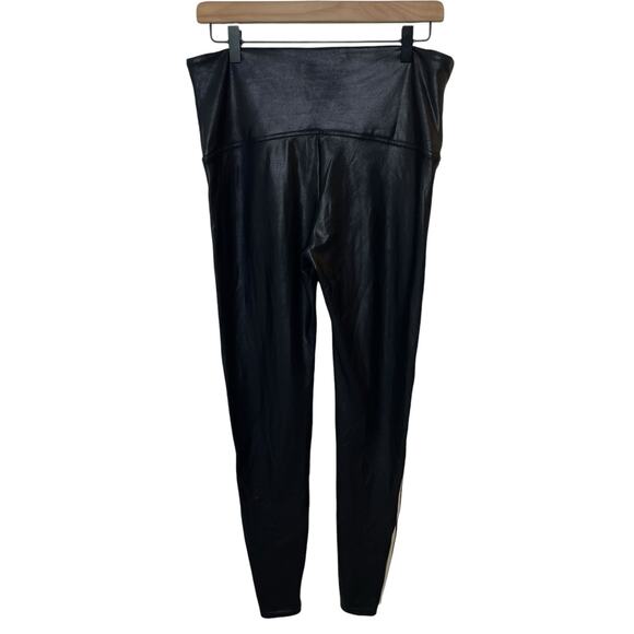 SPANX Faux Leather Leggings With Side Stripe In Very Black Women’s Size Small - Picture 9 of 14